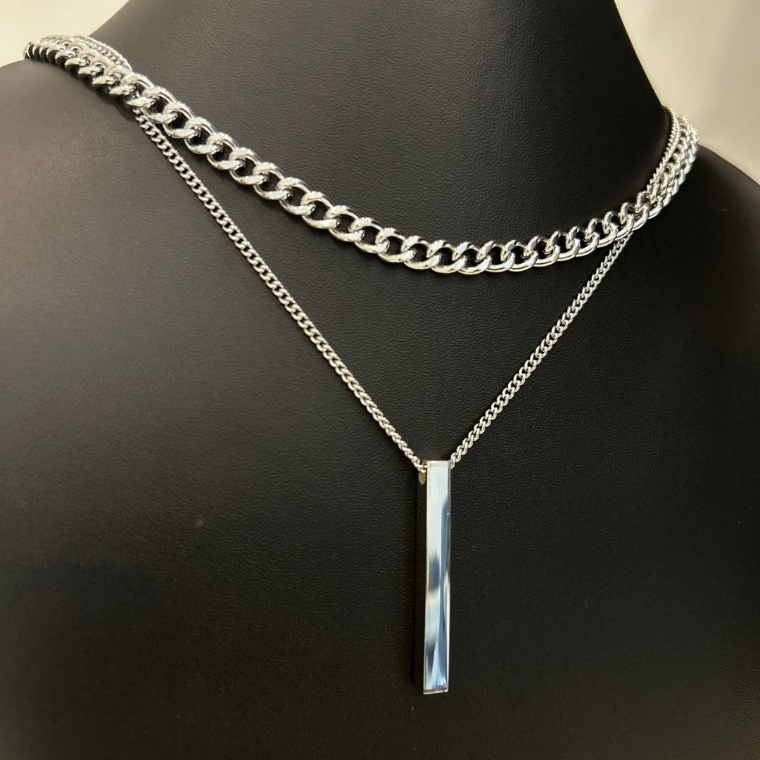 Trendy Square Bar Men's Steel Chain