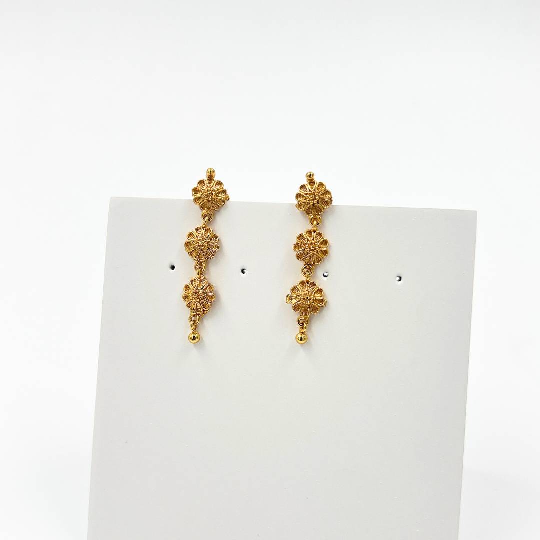 Three Flower Drop Earrings