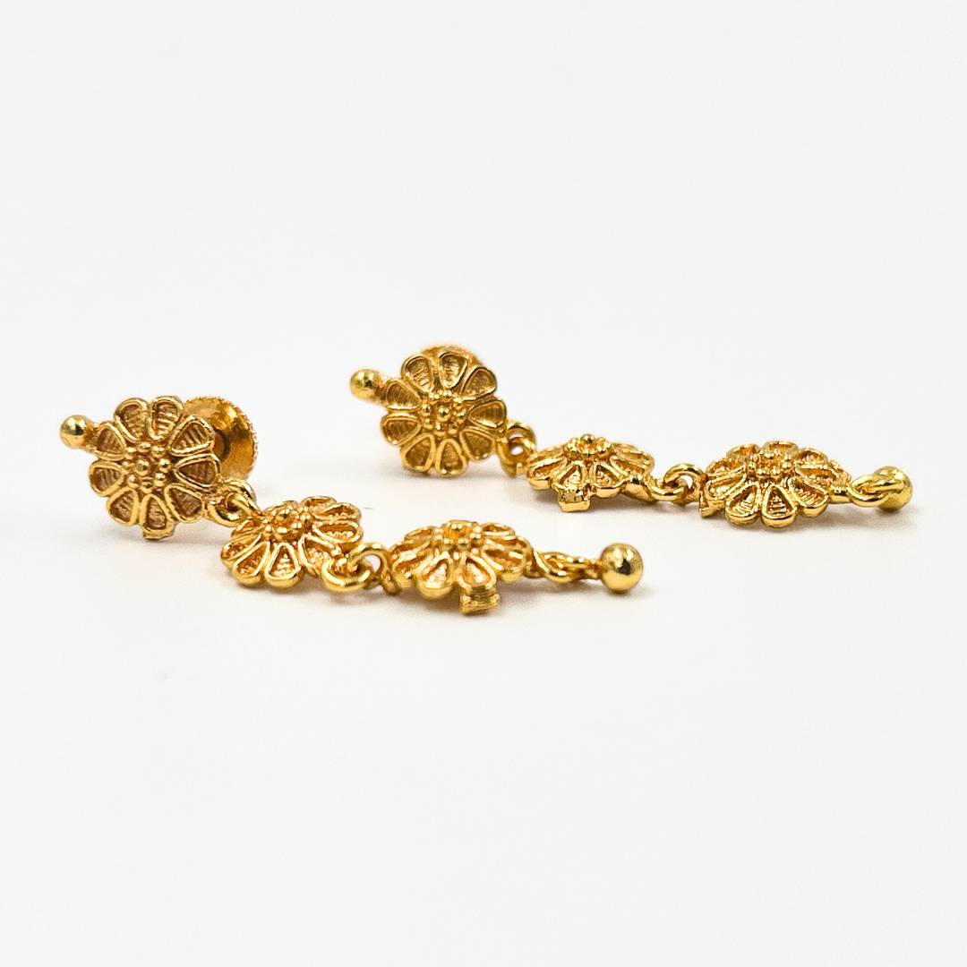 Three Flower Drop Earrings