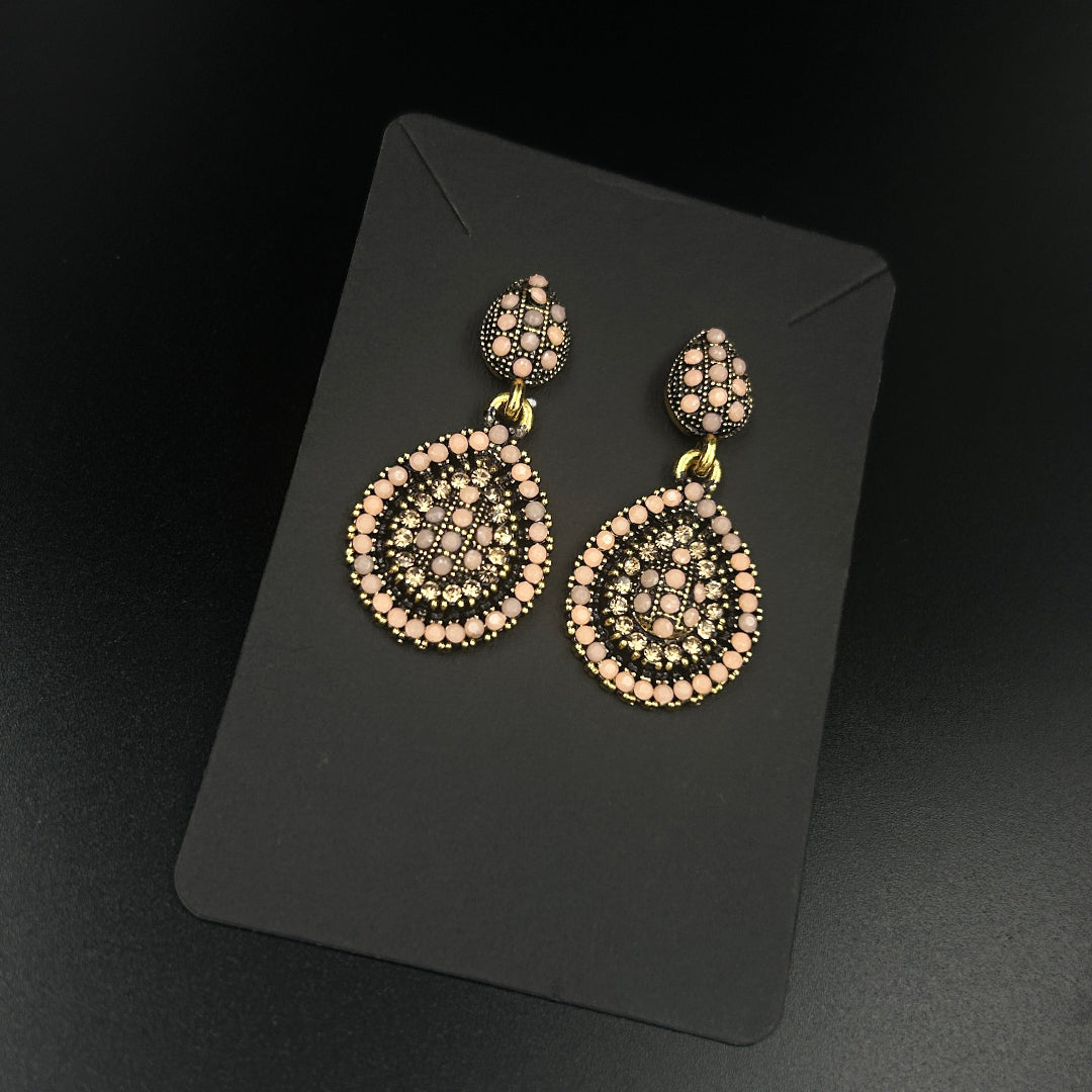 Cream Dazzling Drop Earrings