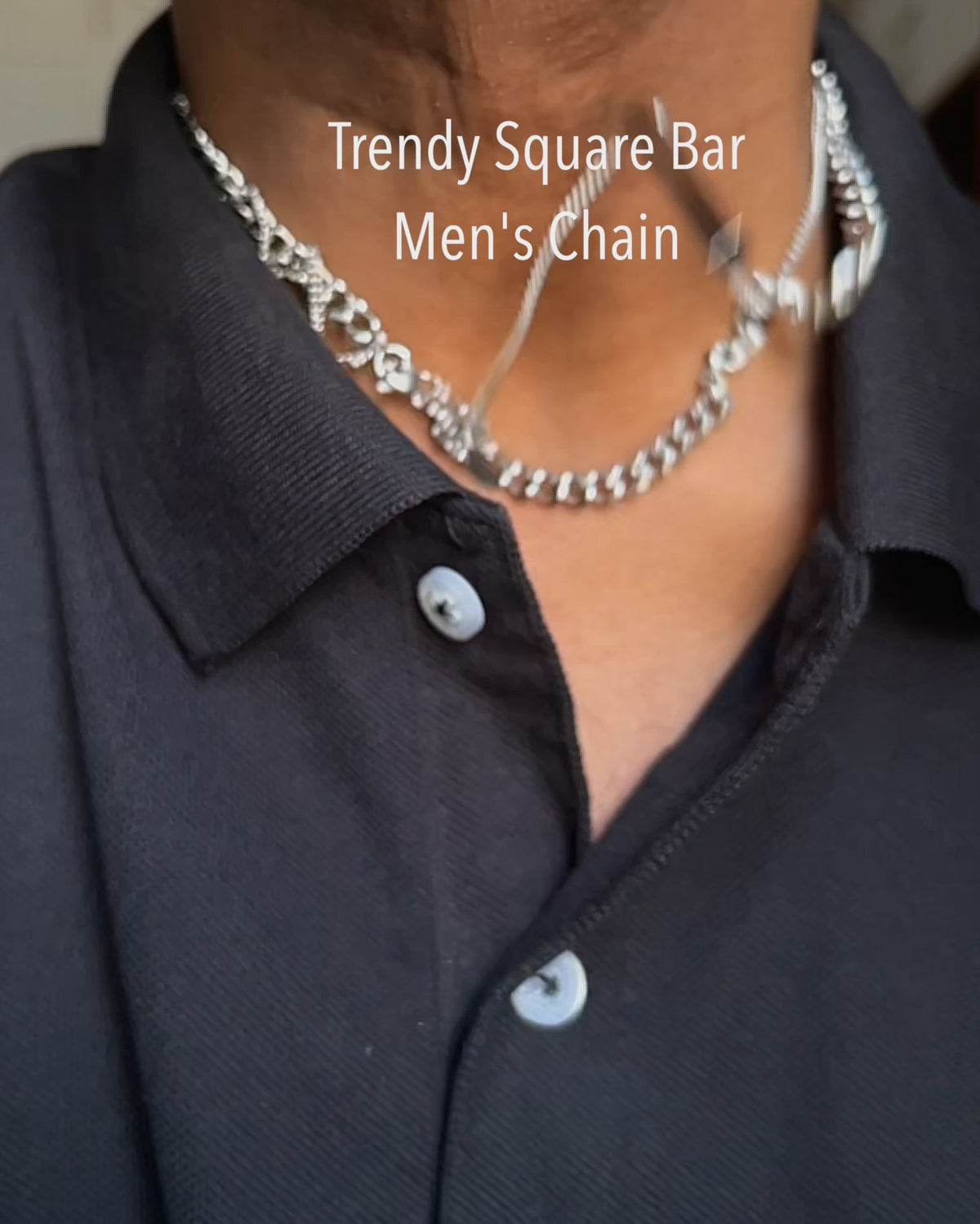 Trendy Square Bar Men's Steel Chain